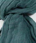 Sciarpa in lino colore verde - Dettaglio